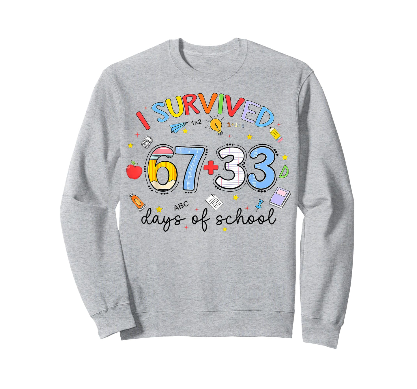 I Survived 67 33 Days of School 100th Days Teacher Kids T-Shirt