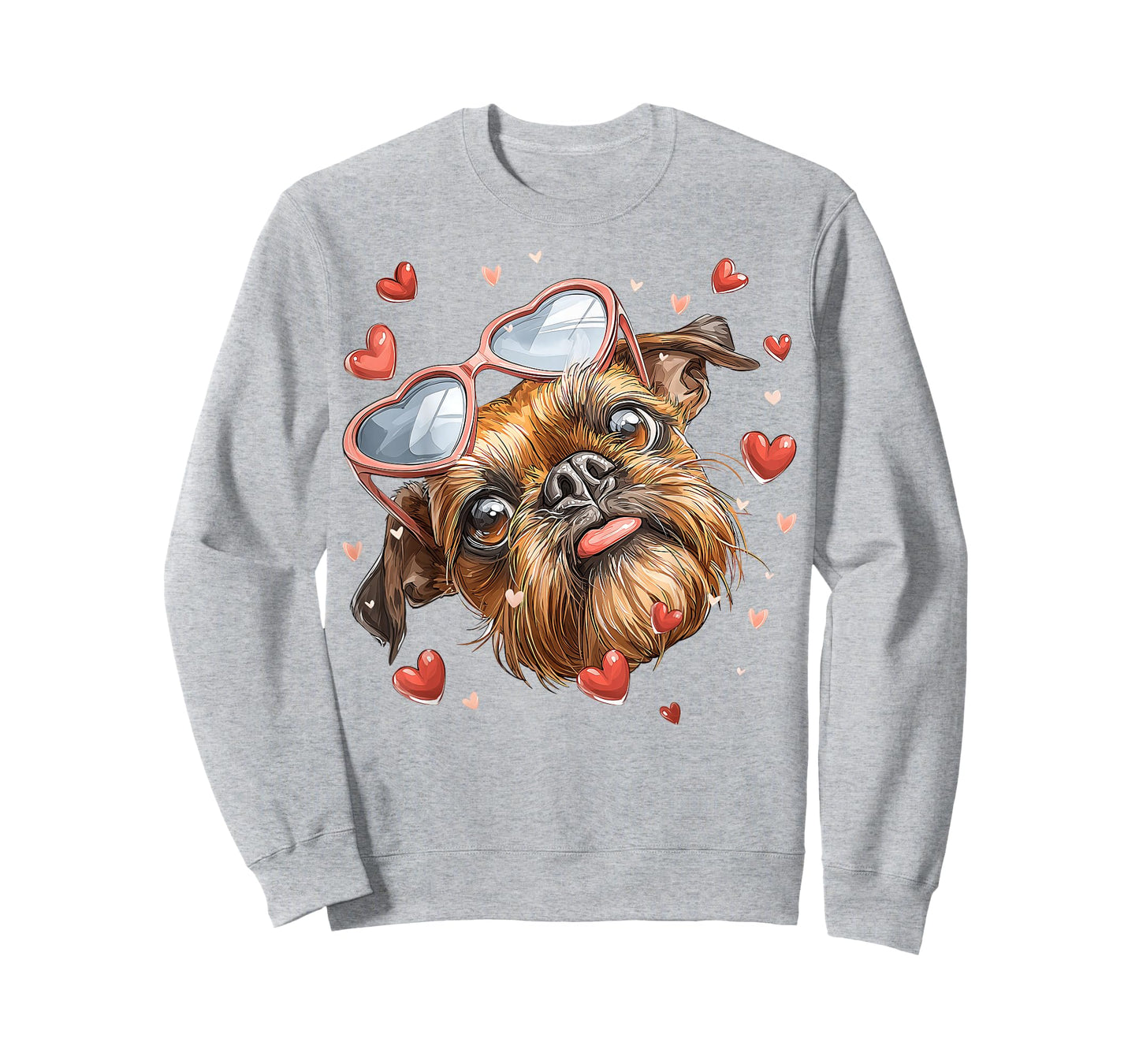 Brussels Griffon Dog Valentine's Day Heart Sunglasses T-Shirt