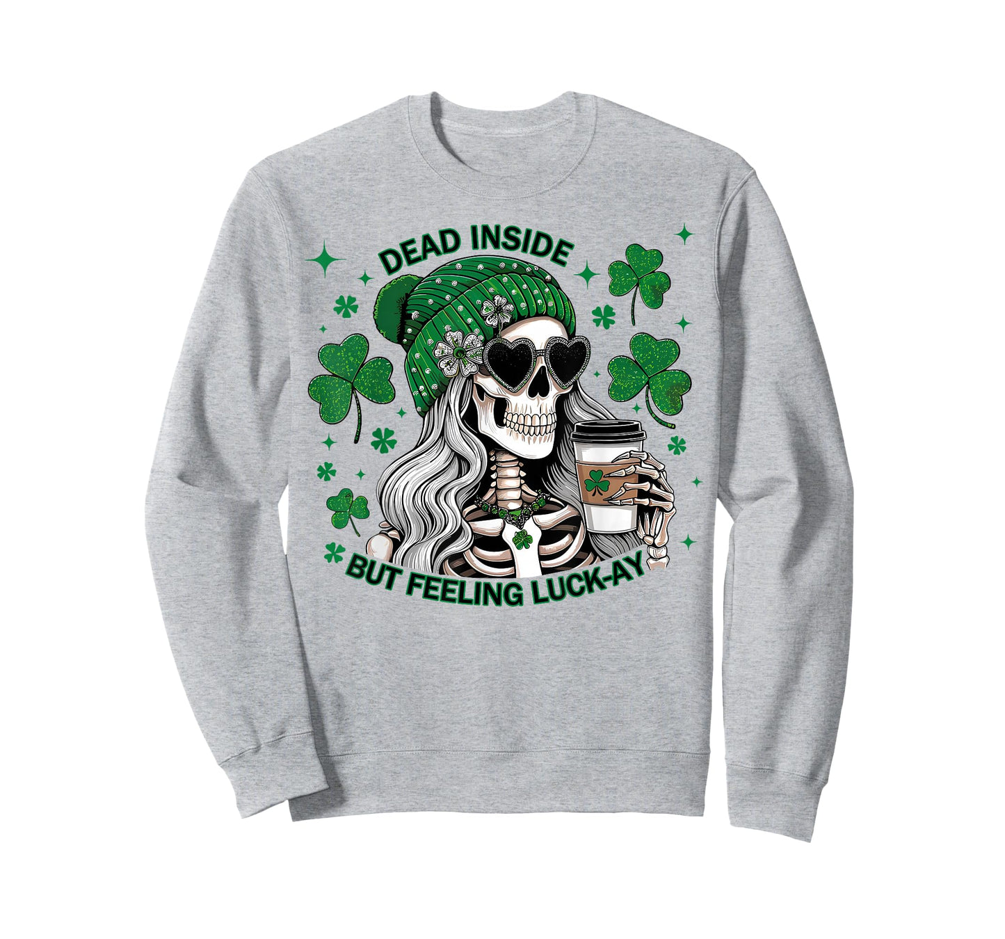 Irish Skeleton Dead Inside Coffee St Patricks Day T-Shirt