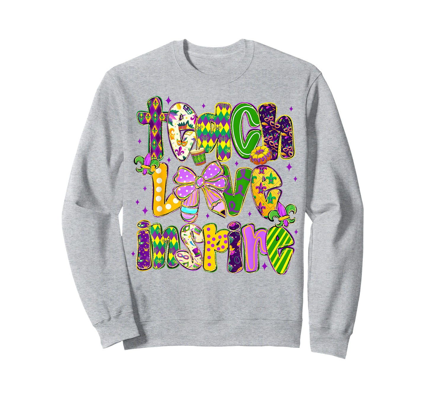 Mardi Gras Teach Love Inspire Teacher Girl Women T-Shirt