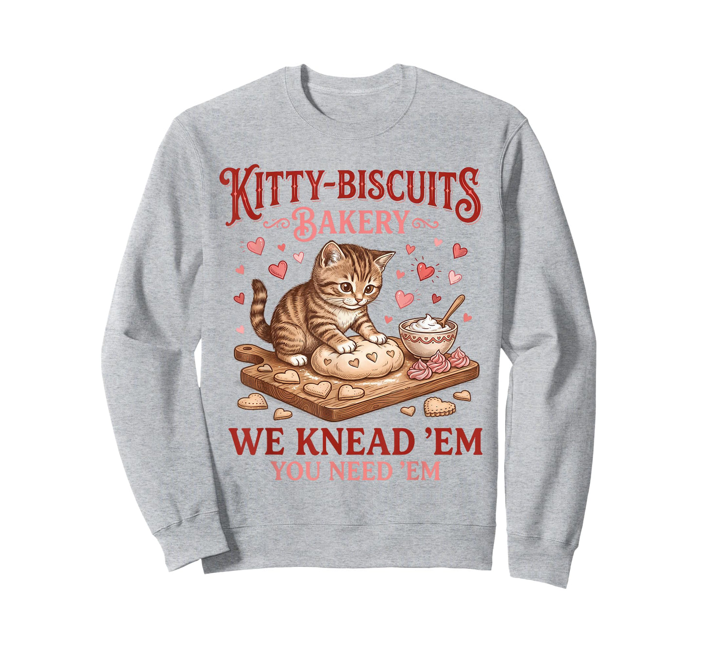 Kitty Biscuits Bakery We Knead Em You Need Em Valentine Cat T-Shirt