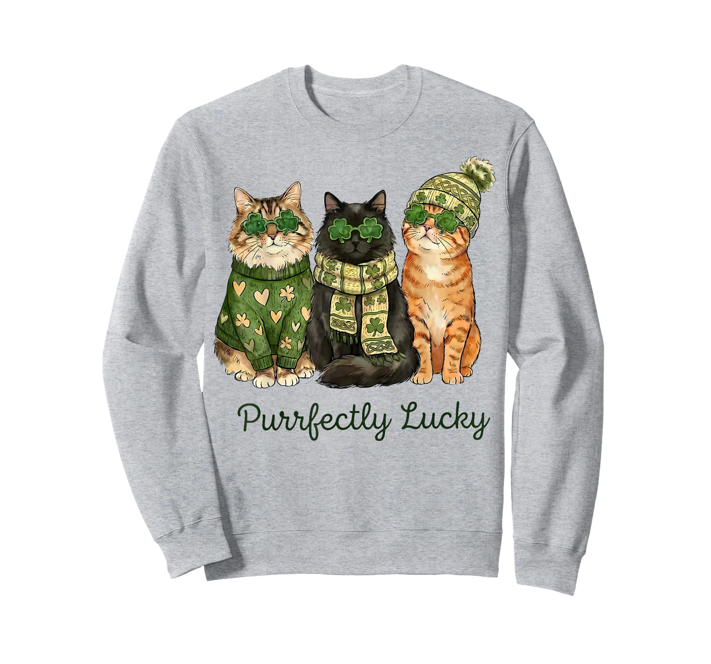 Purrfectly Lucky Cat St Patricks Day Shamrock Irish Clover T-Shirt