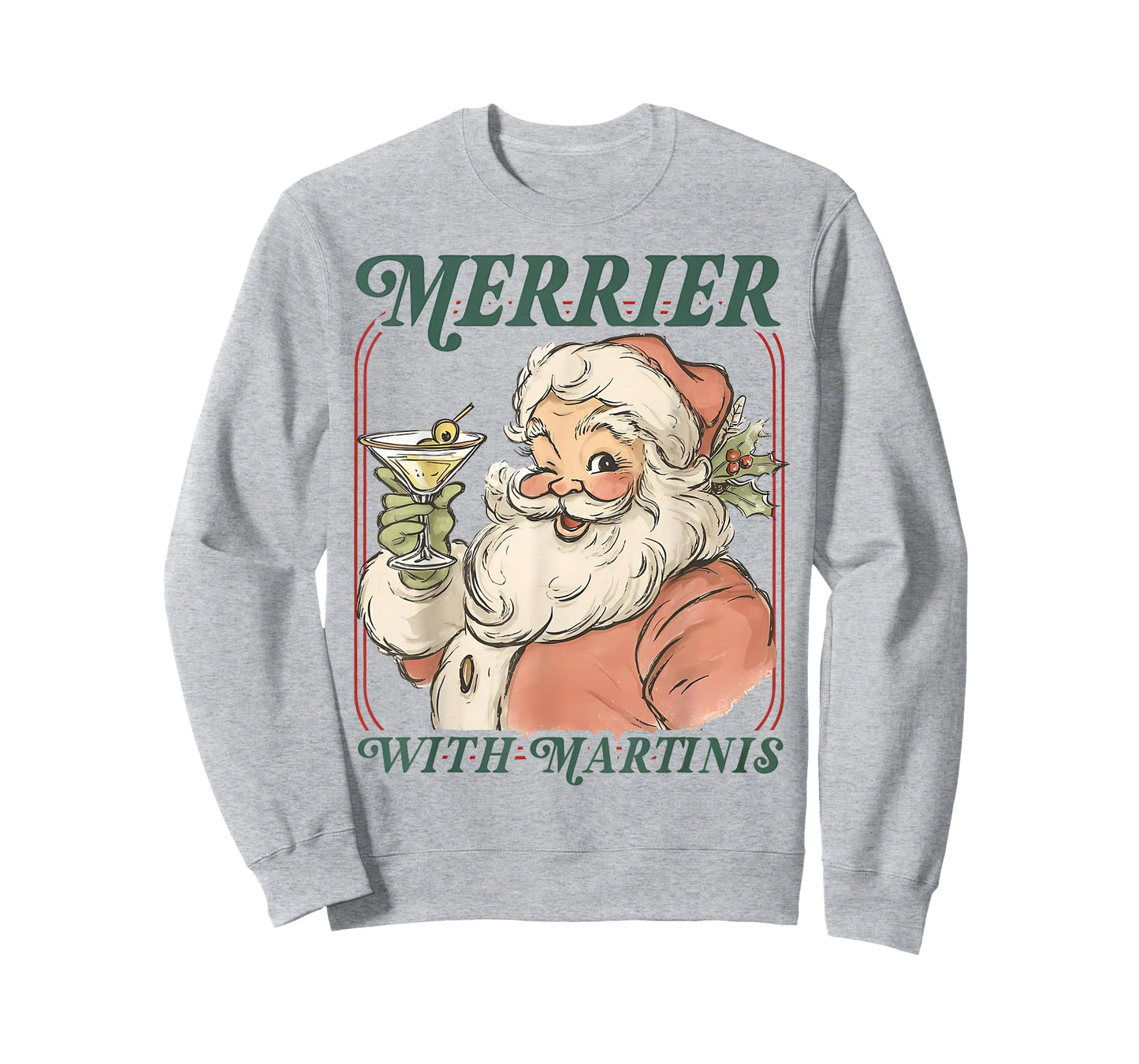 Merrier with a Martini Santa Christmas Cocktail T-Shirt
