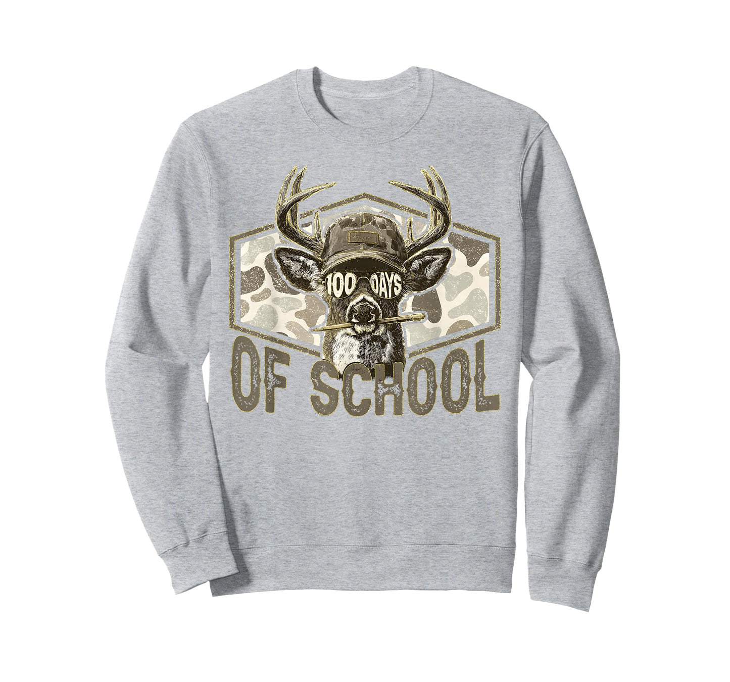 100 Days of School Deer Hunting Camo Hunter Teacher Boy Men T-Shirt