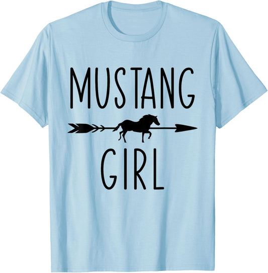 Equestrian Mustang Horse Girl Horses Lover Riding Racing T-Shirt - T-Shirt | Light Blue