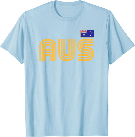 Australia Flag Retro International Country Australian Pride T-Shirt - T-Shirt | Light Blue