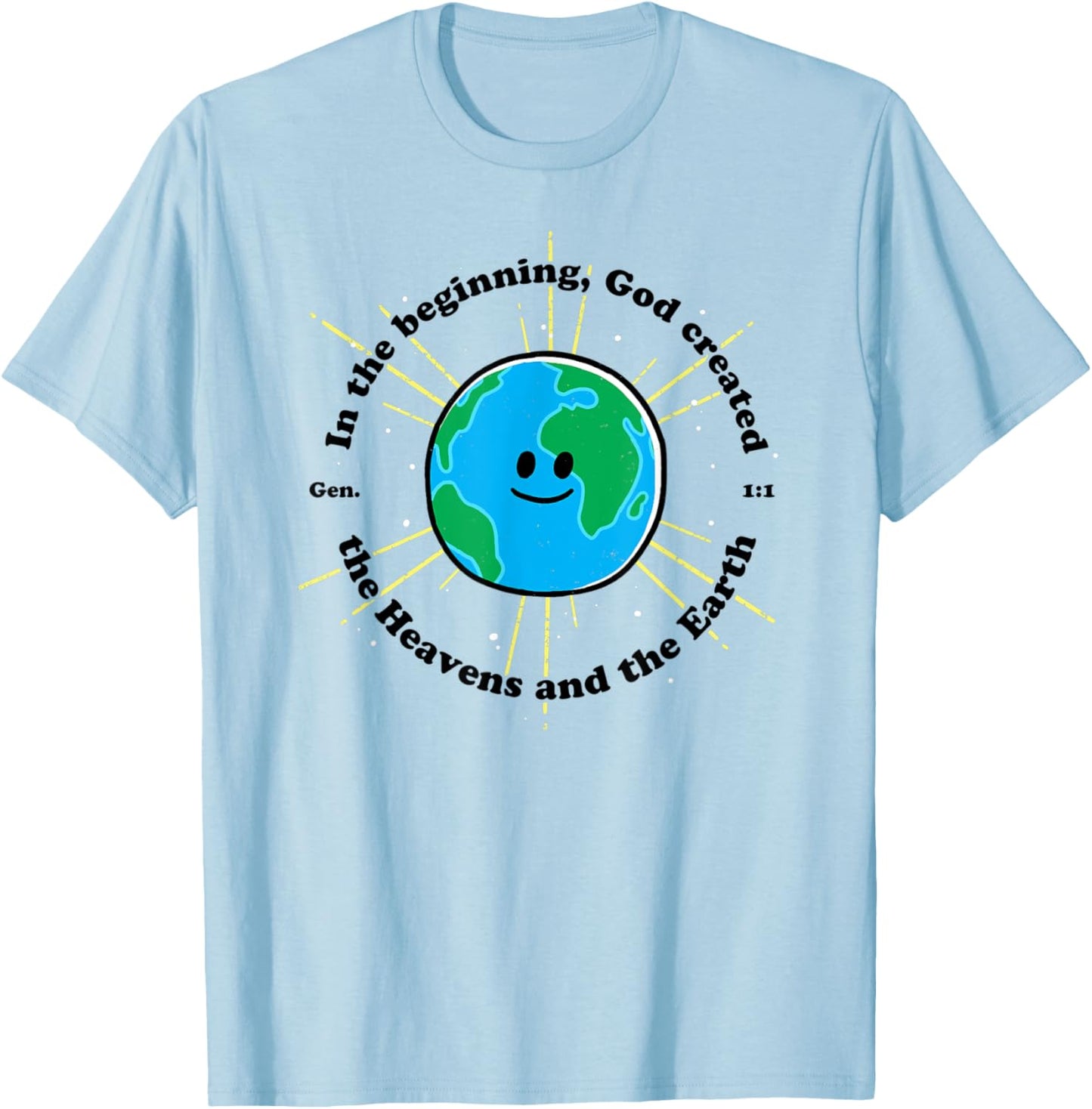 In the Beginning God Created the Heavens and the Earth T-Shirt - T-Shirt | Light Blue