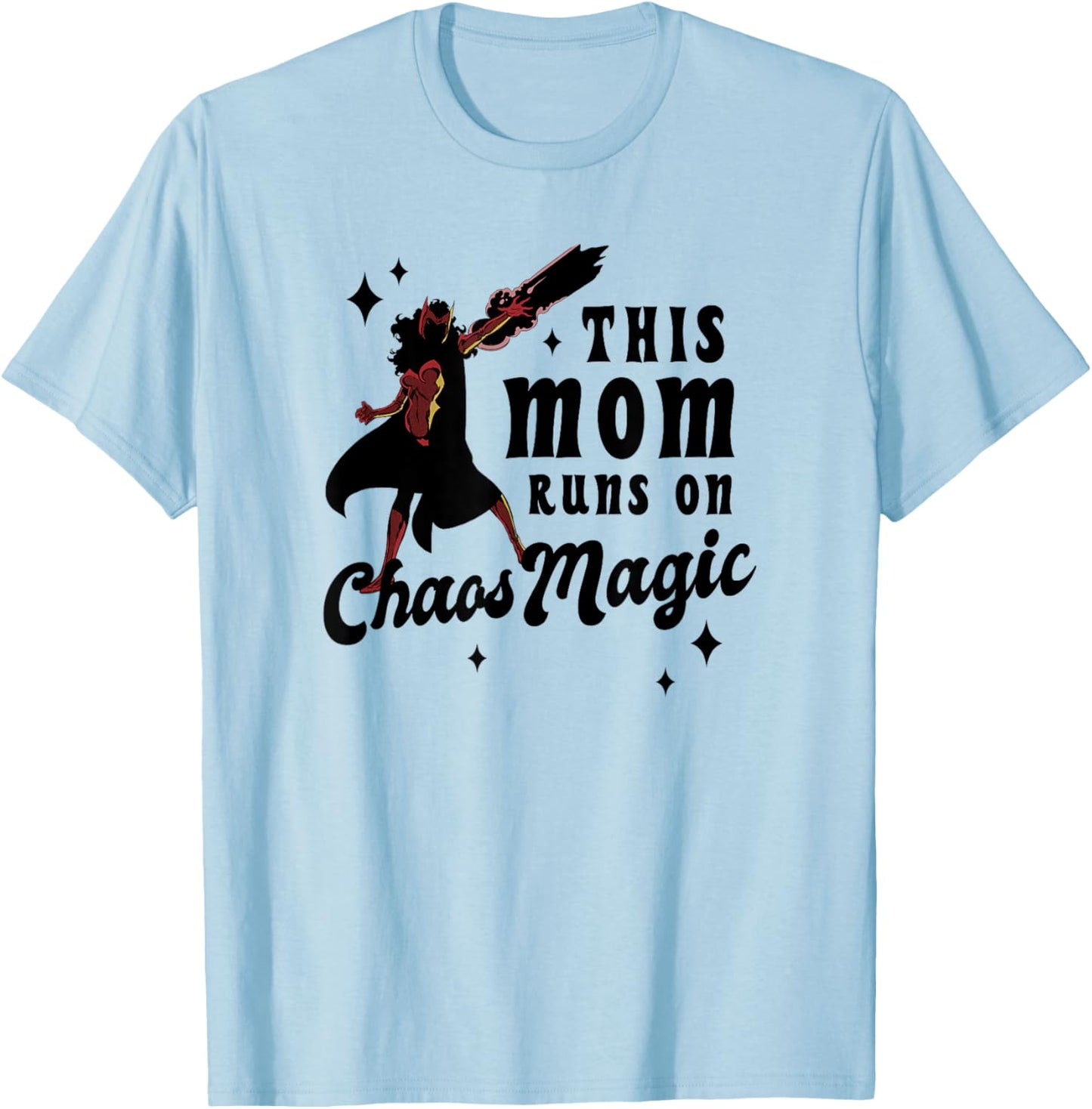 Marvel Mother's Day Scarlet Witch Mom Magic Chest Text Logo T-Shirt - T-Shirt | Light Blue