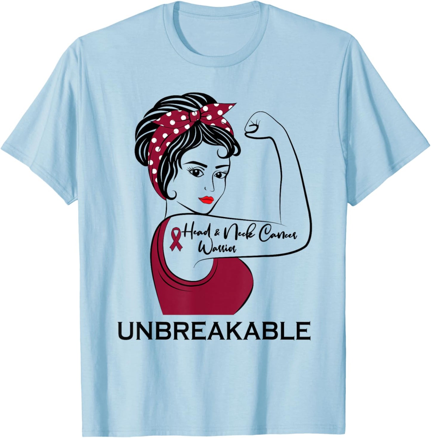 Head and Neck Cancer Warrior Unbreakable Awareness T-Shirt - T-Shirt | Light Blue