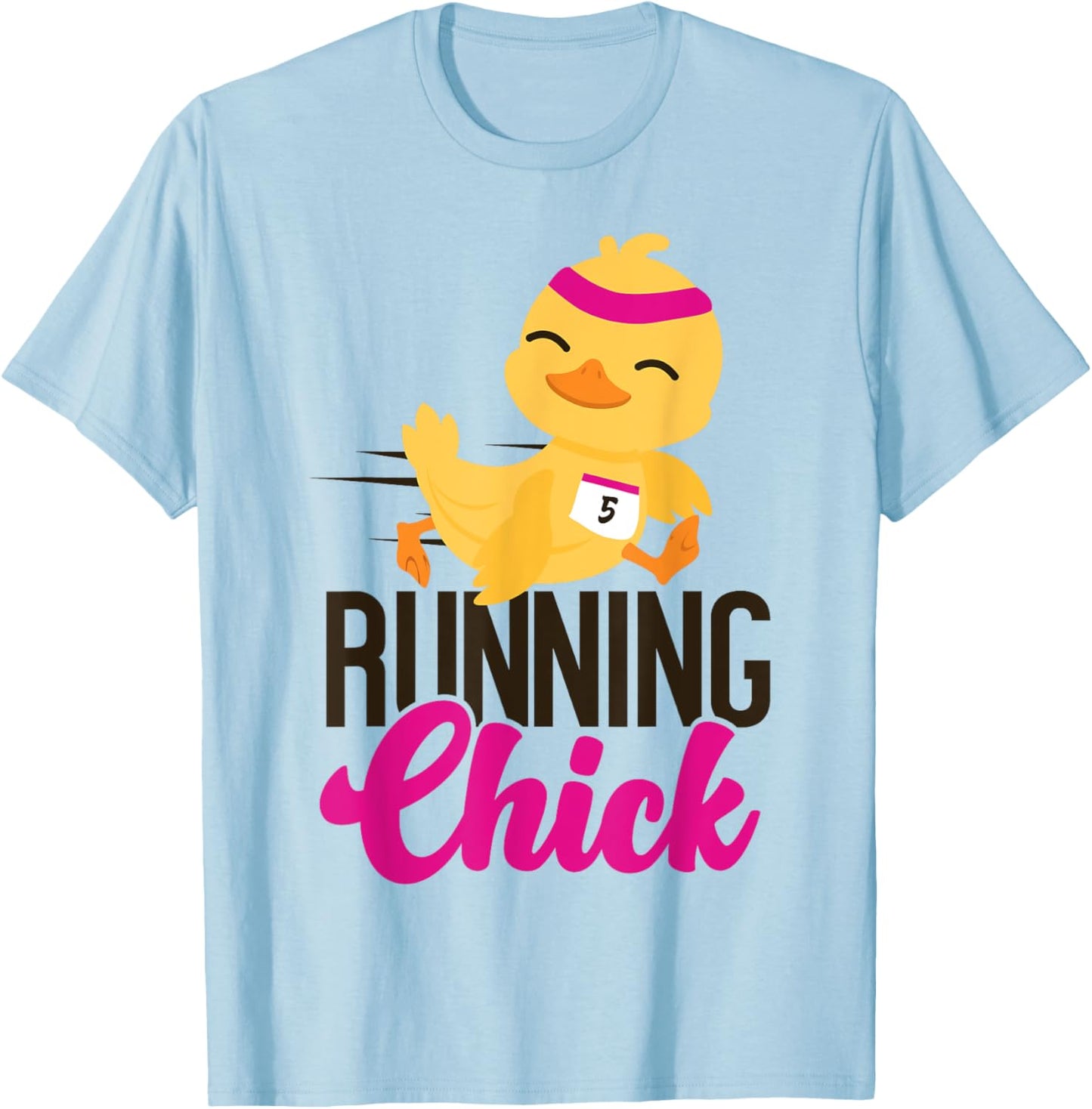 Running Runner Half Marathon Chicken Girl Running Chick T-Shirt - T-Shirt | Light Blue