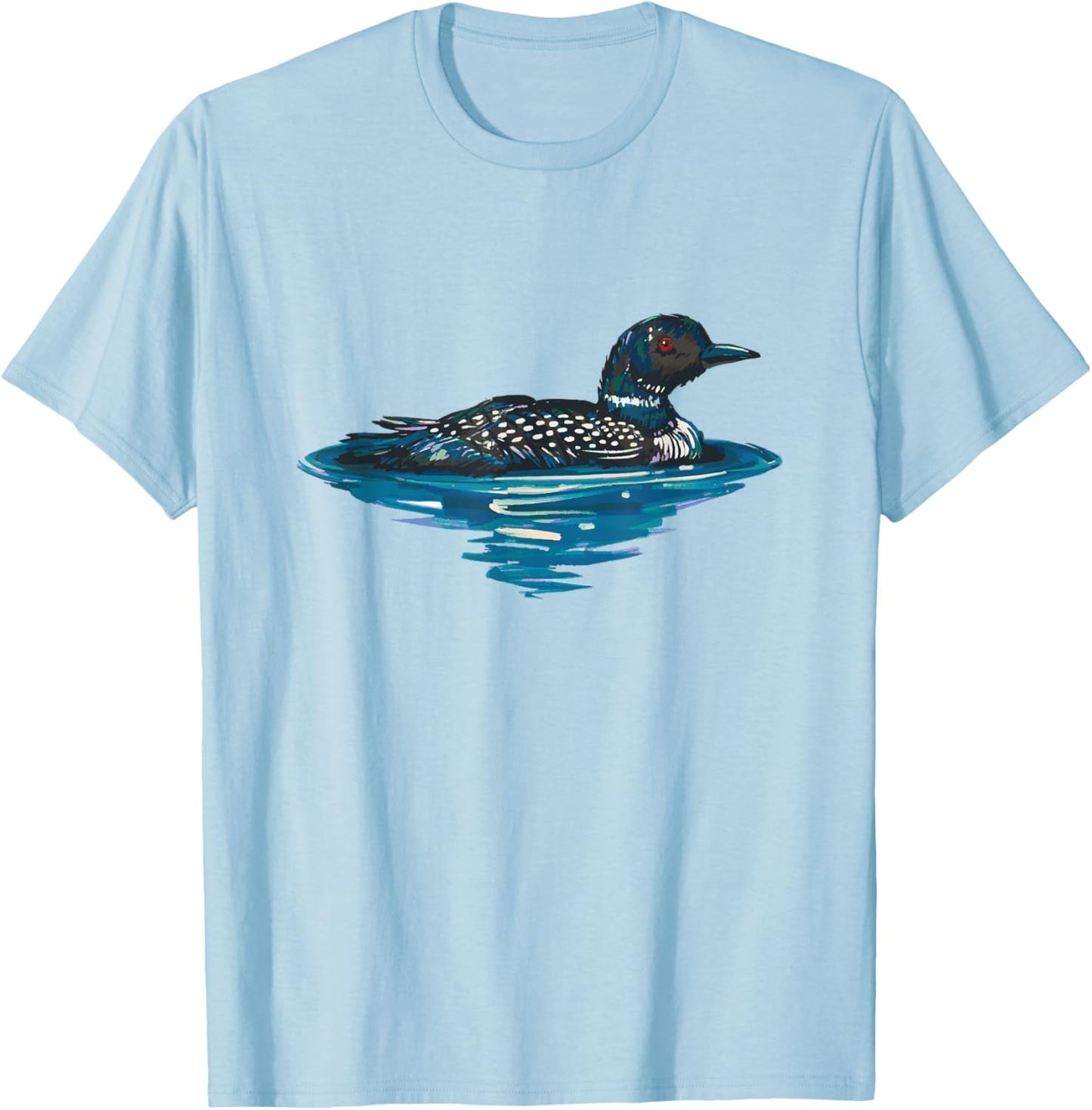 Loon Bird Painting Duck Lake T-Shirt - T-Shirt | Light Blue