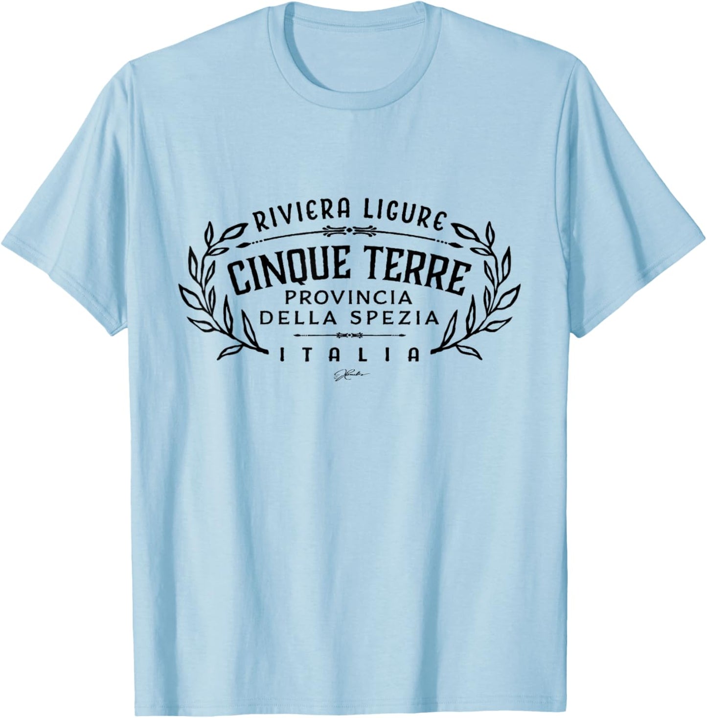 JCombs: Cinque Terre, Italy, Retro T-Shirt - T-Shirt | Light Blue