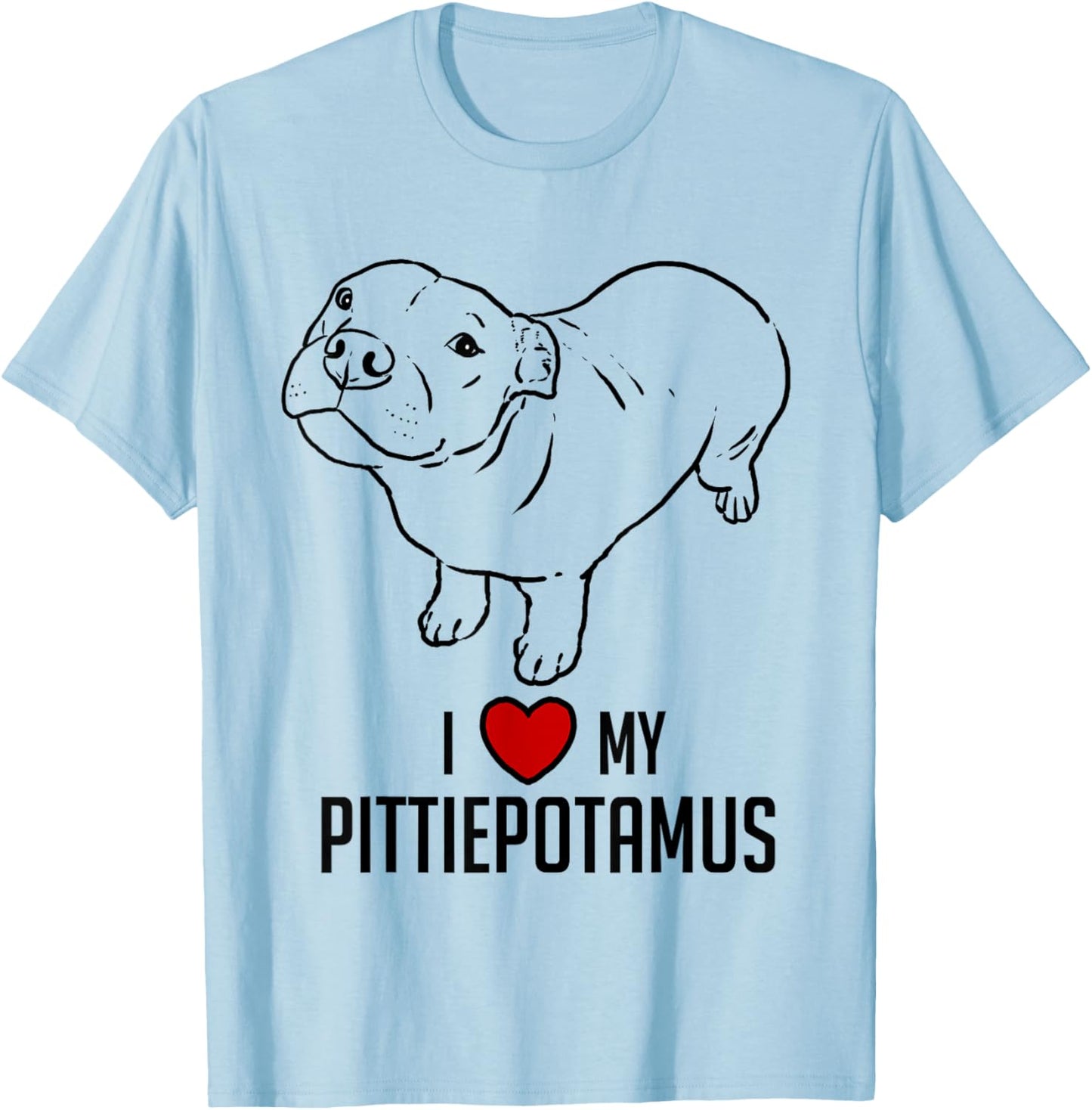 Funny Pitbull, Pitbull Humor, Pittiepotamus, Pitbull Hippo T-Shirt - T-Shirt | Light Blue