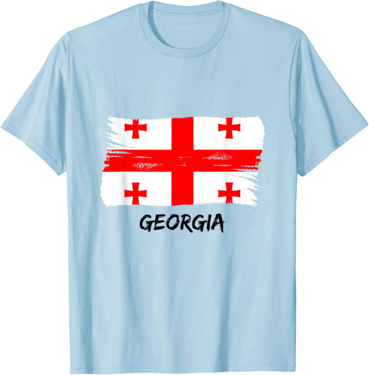 Georgian Flag Georgia Team Fan Jersey T-Shirt - T-Shirt | Light Blue