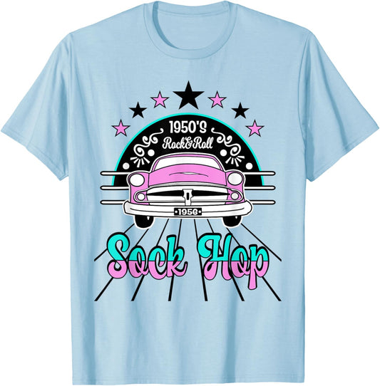50s Sock Hop Retro 1950s Rockabilly Doo Wop Rock and Roll T-Shirt - T-Shirt | Light Blue