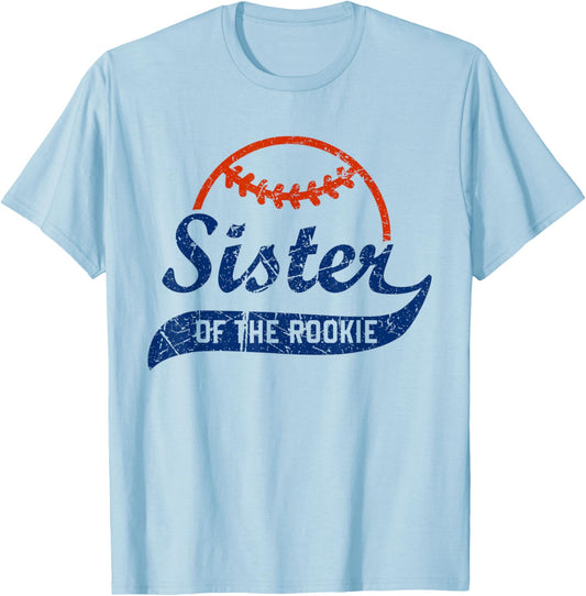 Funny Vintage Baseball Sister of the Rookie T-Shirt - T-Shirt | Light Blue