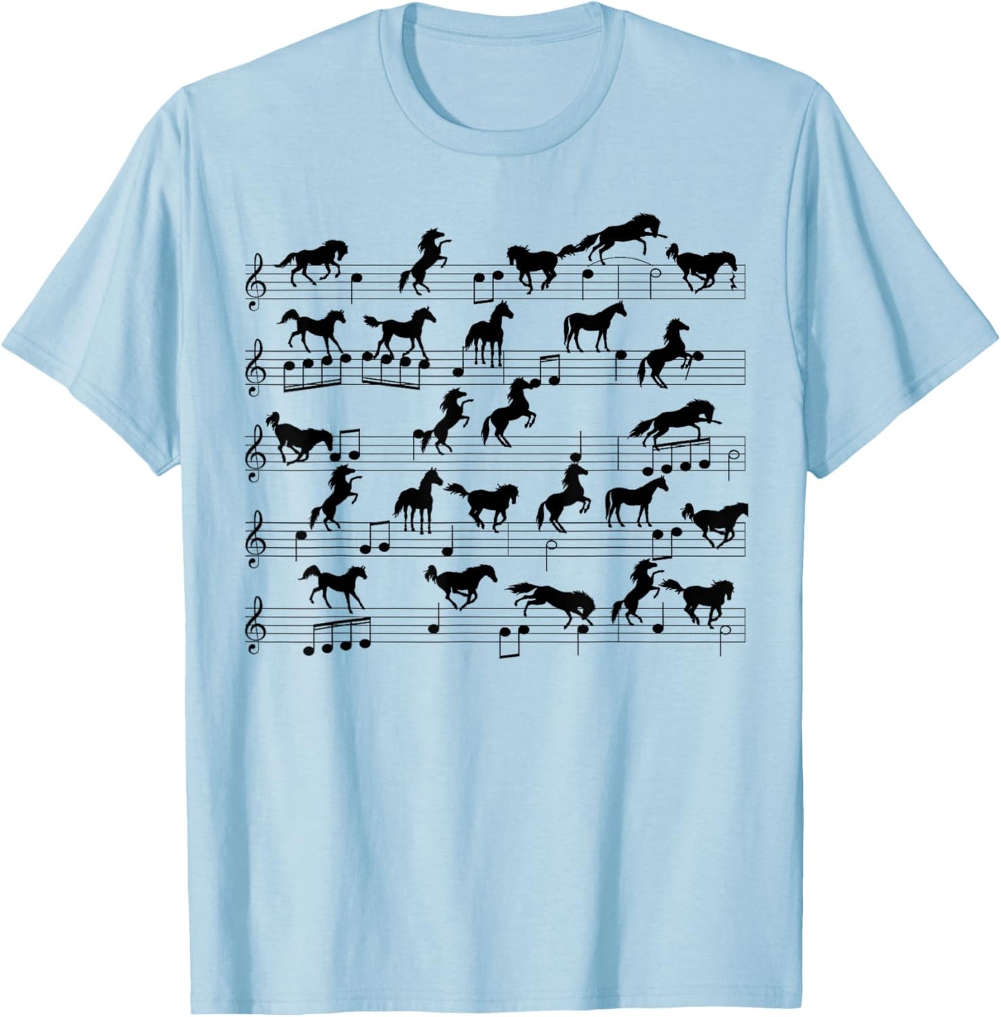 Cute Horse Music Note Clef Gifts For Girls, Boys, Men, Women T-Shirt - T-Shirt | Light Blue