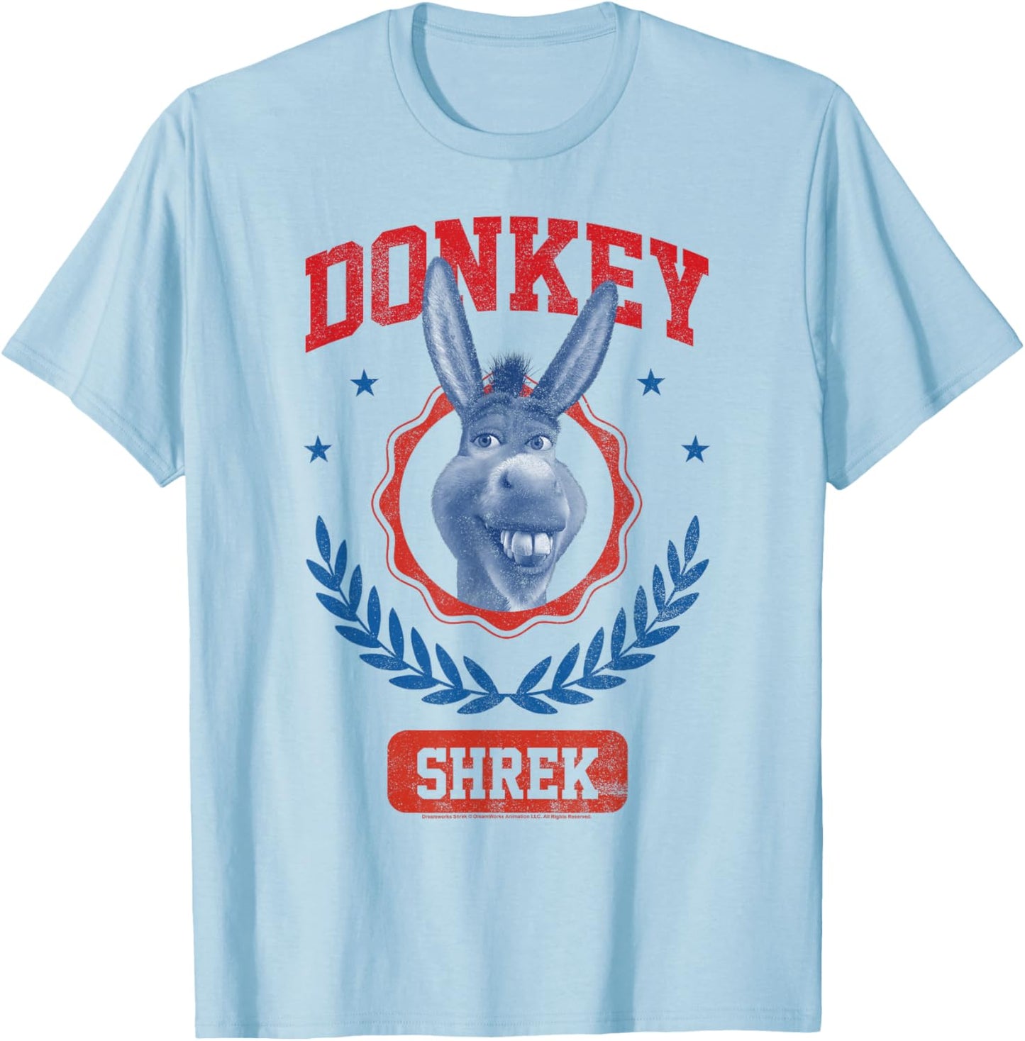 Shrek 4th of July Donkey Collegiate Poster T-Shirt - T-Shirt | Light Blue