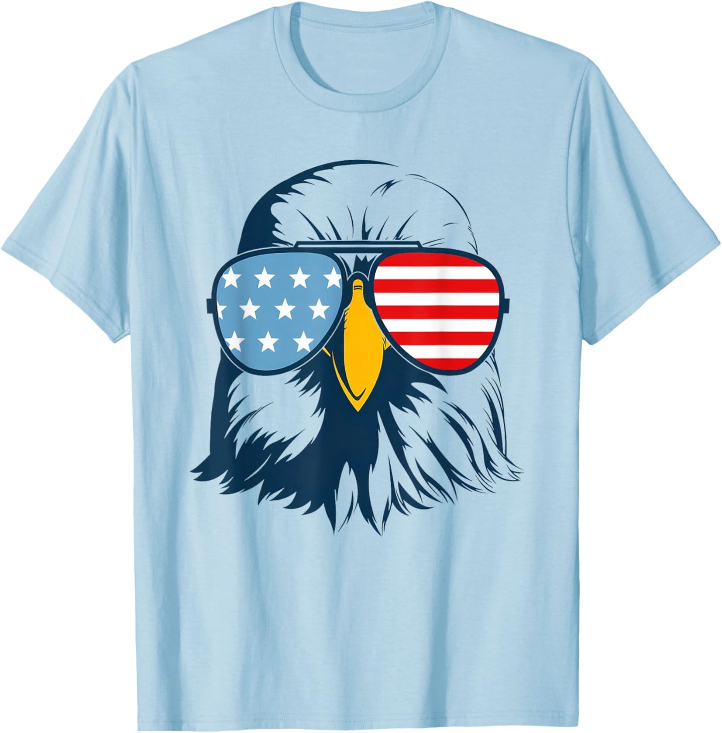 Patriotic Eagle with Sunglasses Shirt USA Patriotic Family Women Kids Men T-Shirt - T-Shirt | Light Blue