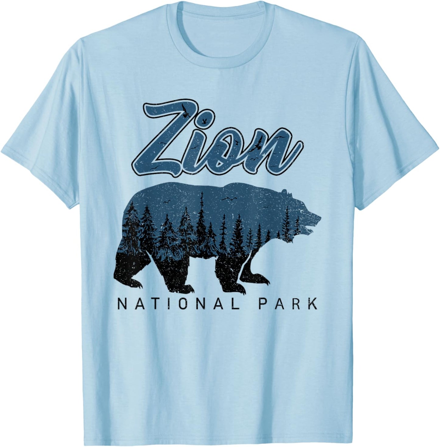 Vintage Retro Zion National Park Utah Bear T-Shirt - T-Shirt | Light Blue