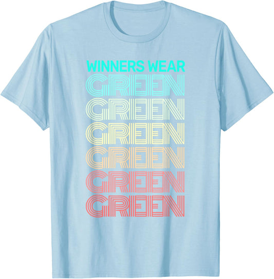 Retro WINNERS WEAR GREEN Team Color War Game Summer Camp T-Shirt - T-Shirt | Light Blue