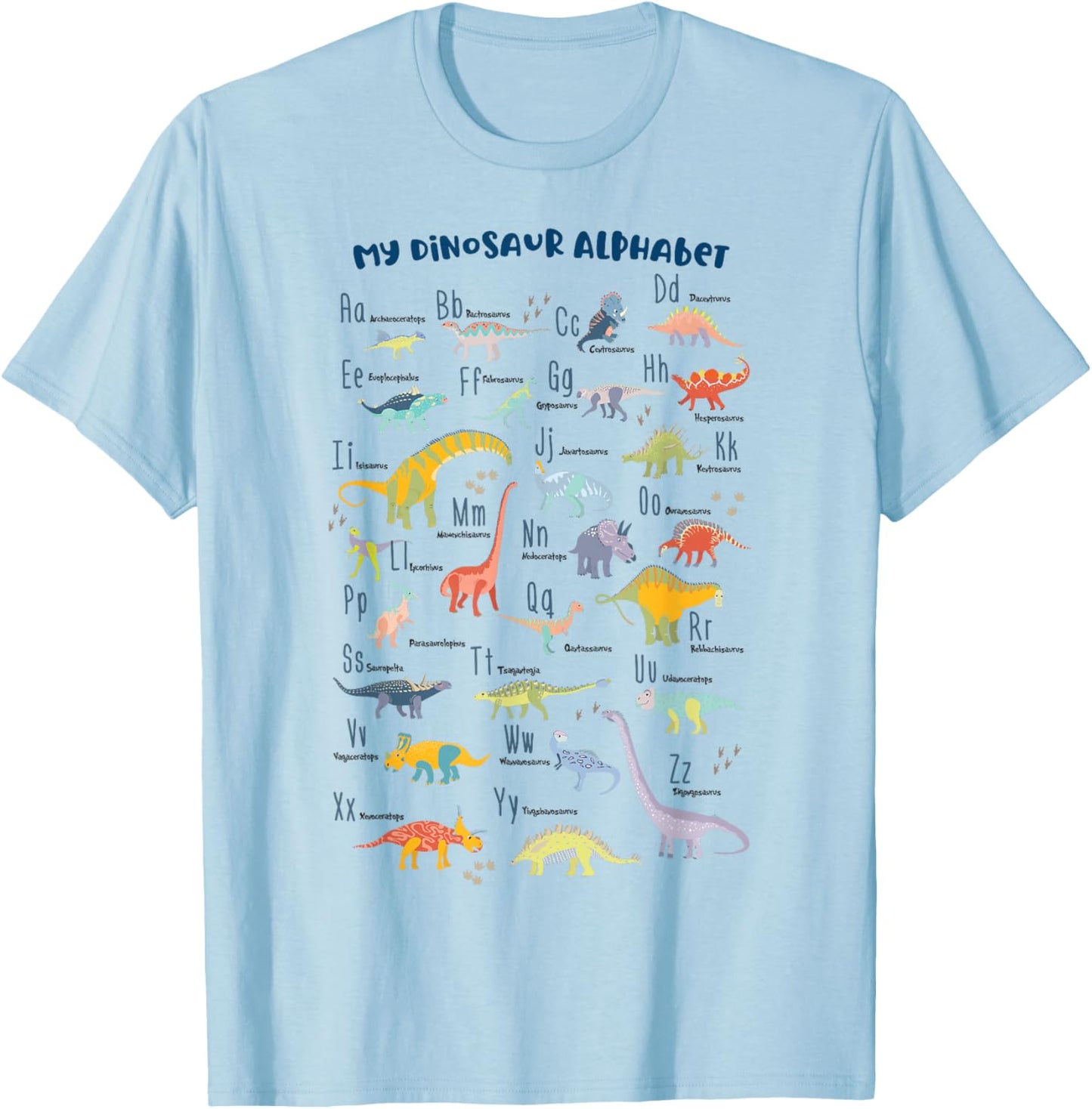 ABC Dino Identification A-Z Types of Dinosaurs Alphabet T-Shirt - T-Shirt | Light Blue