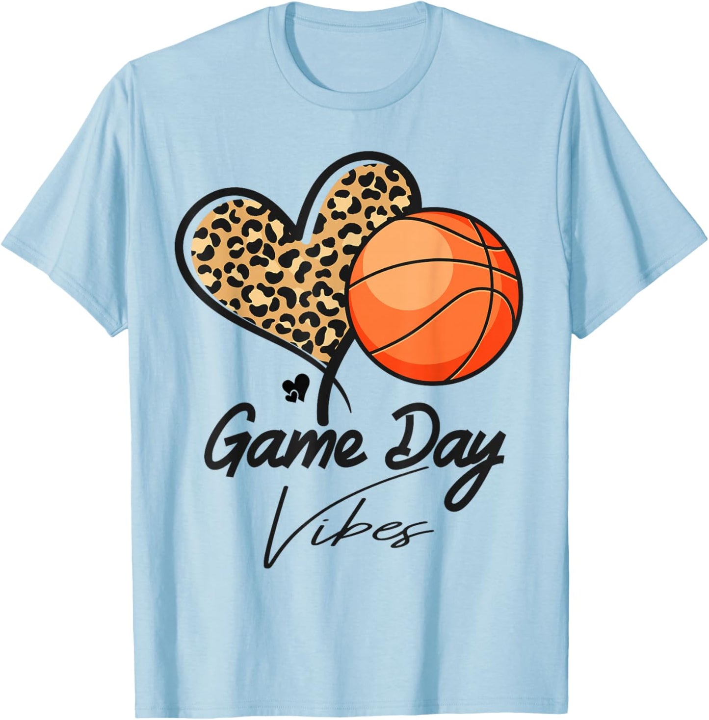 America basketball Game Day Vibes basketball Mom leopard T-Shirt - T-Shirt | Light Blue