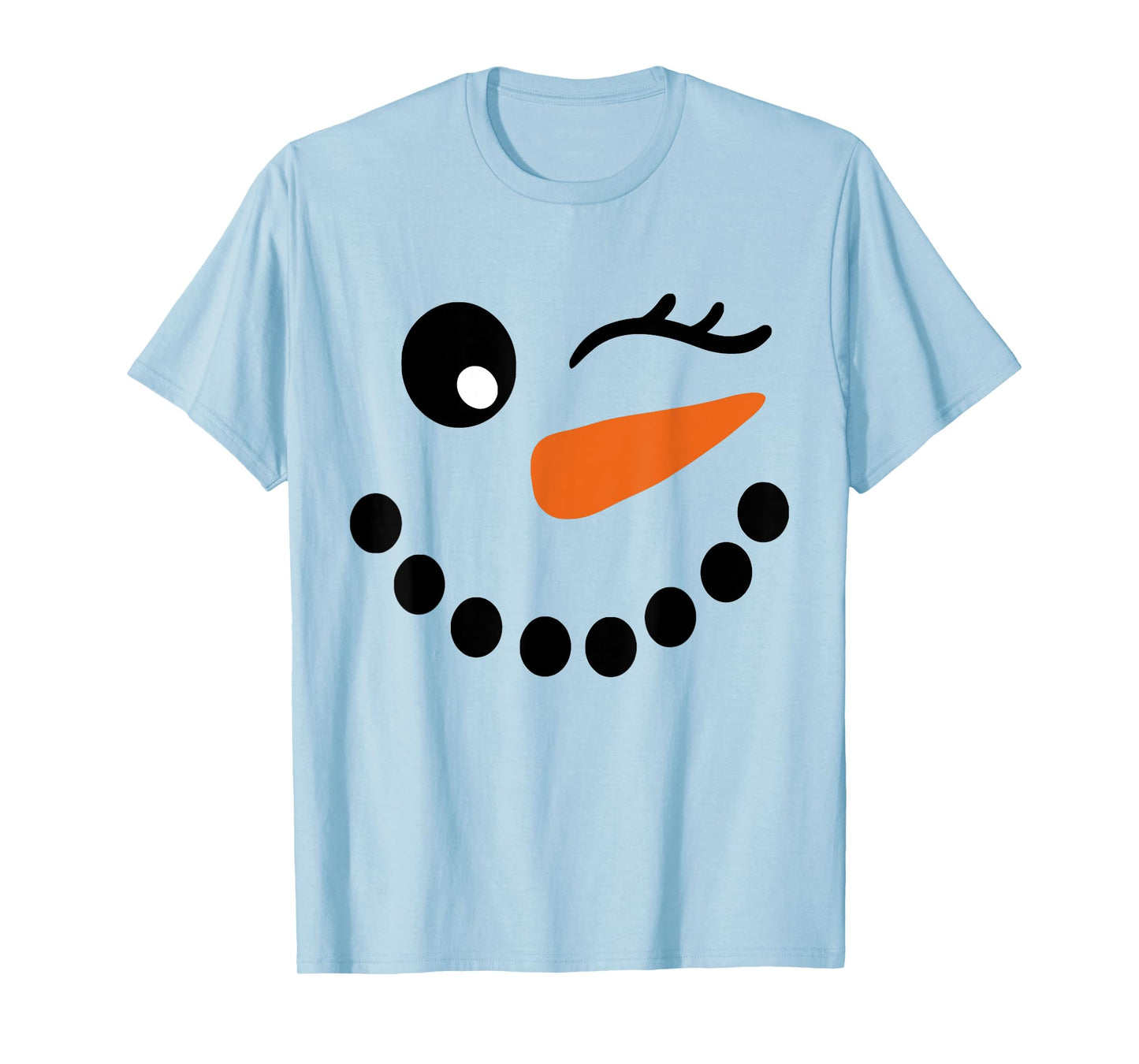 Winter Snowman Face Wink Eye Christmas Xmas For Girl Womens T-Shirt