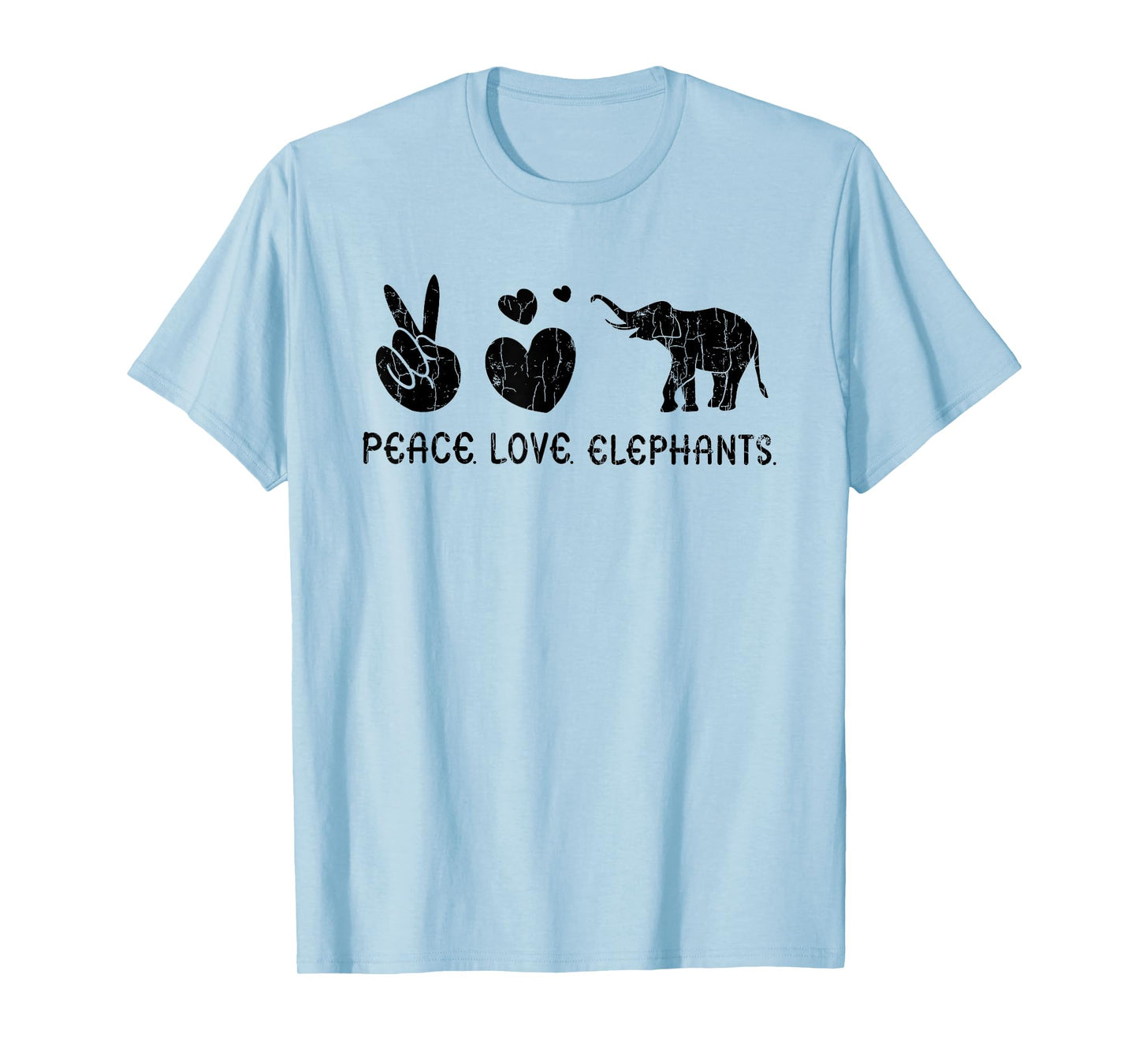 Peace Love Elephants Funny Elephant Lover Boys Girls Graphic T-Shirt