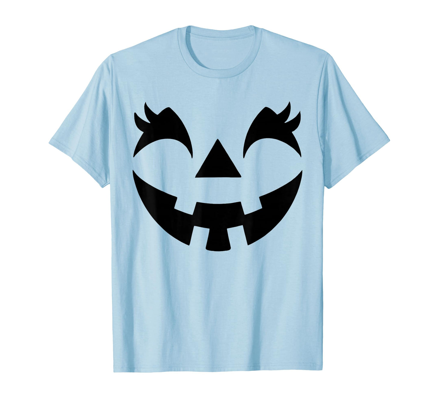 Jack O Lantern Face Pumpkin Eyelashes Hallowen Costume Funny T-Shirt