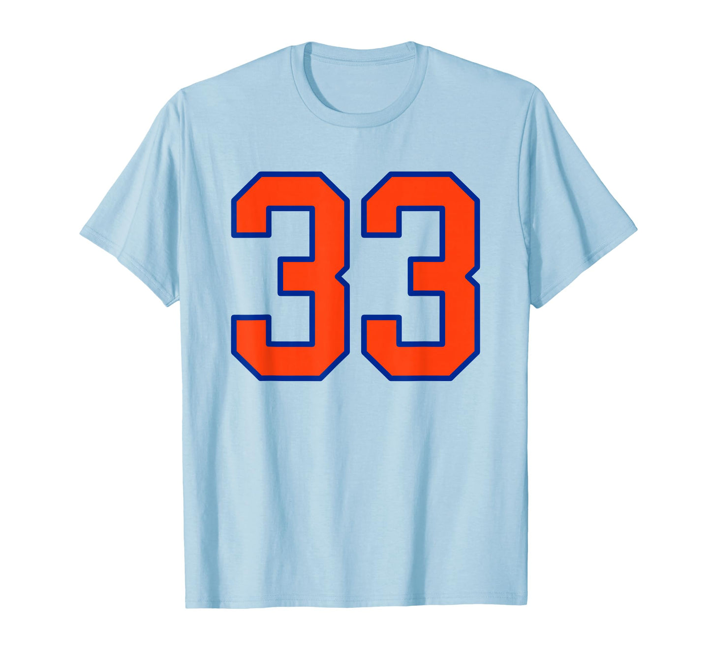 Orange and Blue Sports Number 33 Jersey Uniform Player T-Shirt