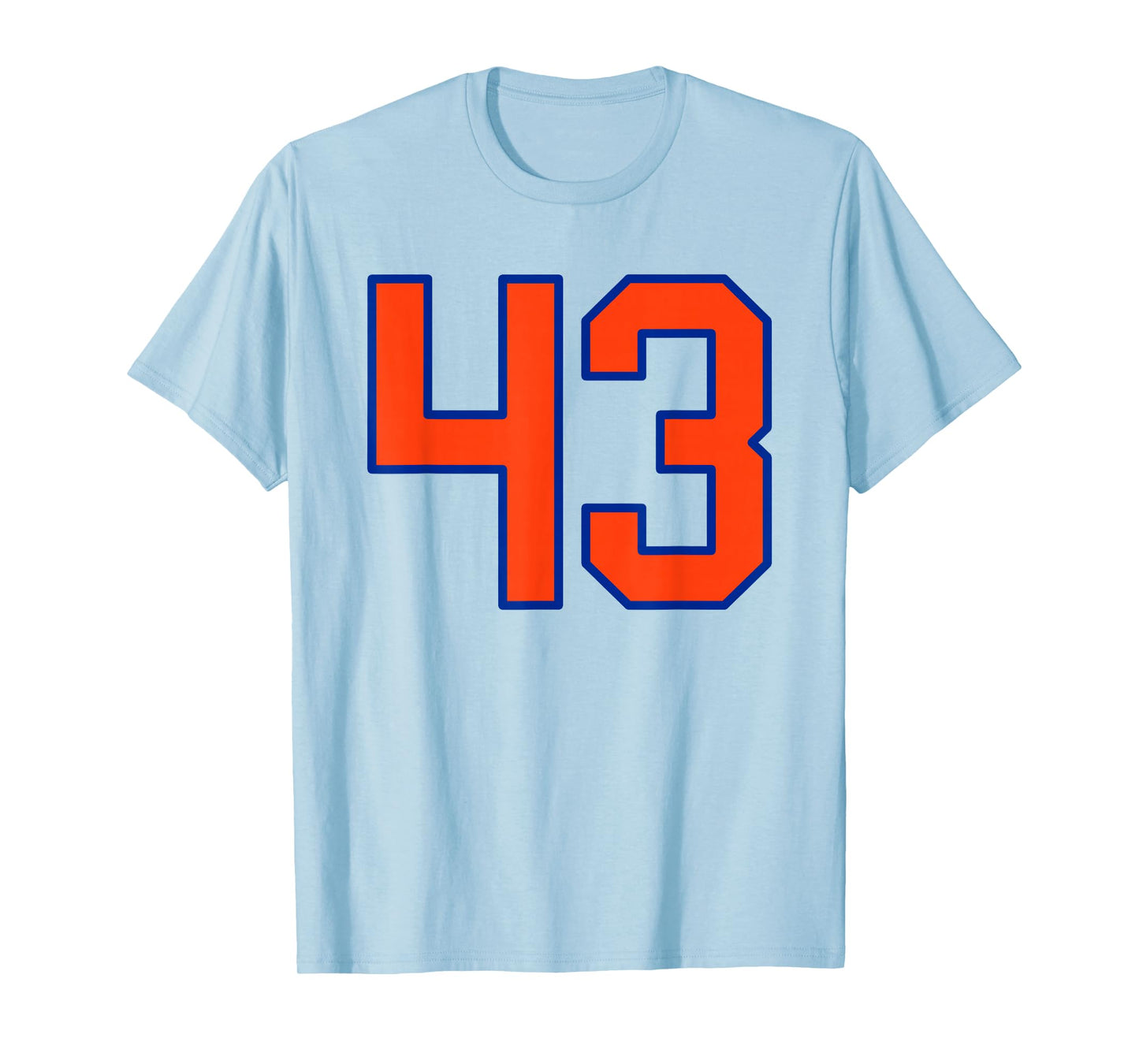 Orange and Blue Sports Number 43 Jersey Uniform Player T-Shirt
