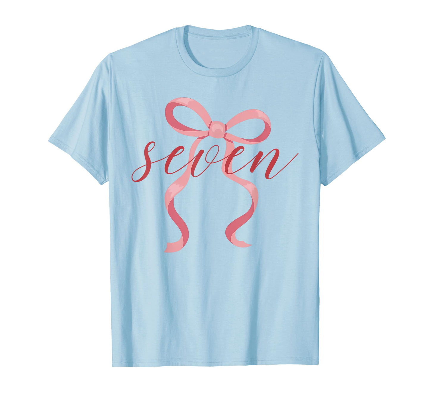Pink Girl Coquette Bow 7 Year Old 7th Birthday Party T-Shirt