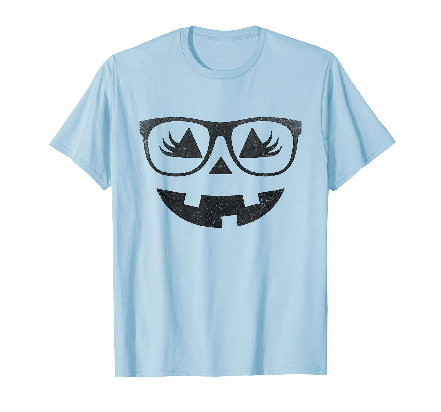 Jack O Lantern Pumpkin with Glasses Eyelashes Halloween T-Shirt