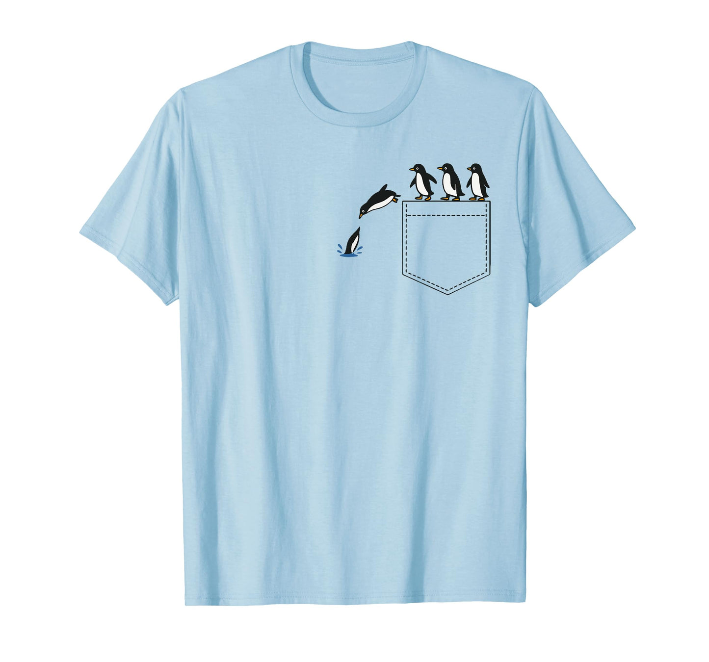 Funny Penguin Pocket Cute Diving Penguin Tee Animal Lover T-Shirt