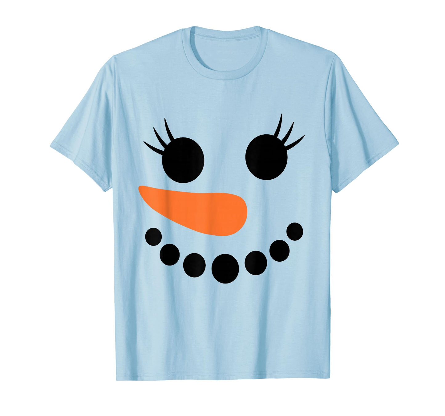 Winter Snowman Face Eyelashes Christmas Xmas For Girl Womens T-Shirt