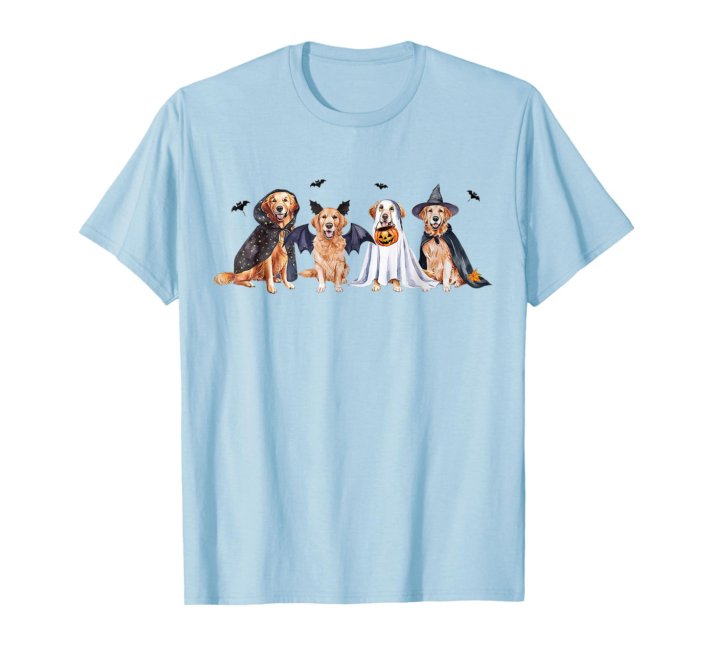 Golden Retriever Ghost Dog Halloween Golden Retriever Witch T-Shirt for Men Women Kids