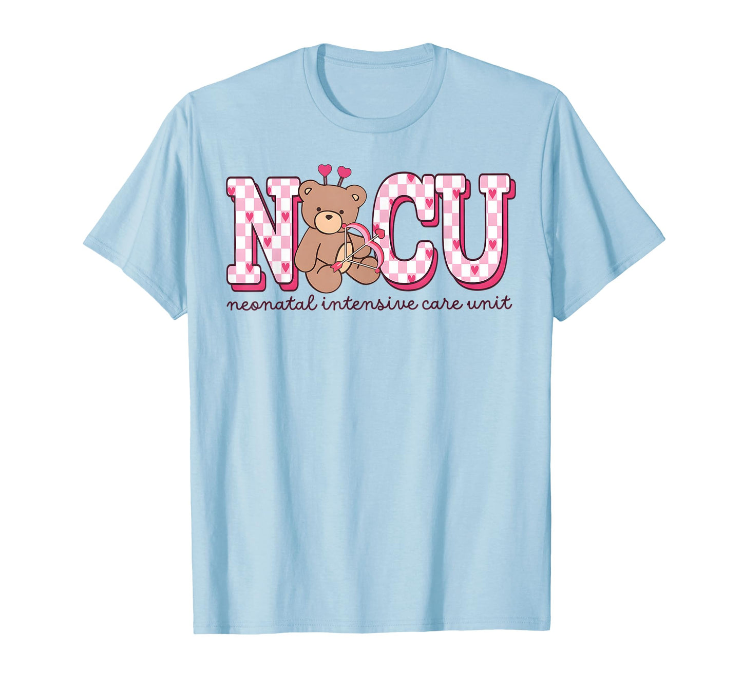 NICU Nurse Valentines Day NICU Bear Holiday Work Neonatal IC T-Shirt