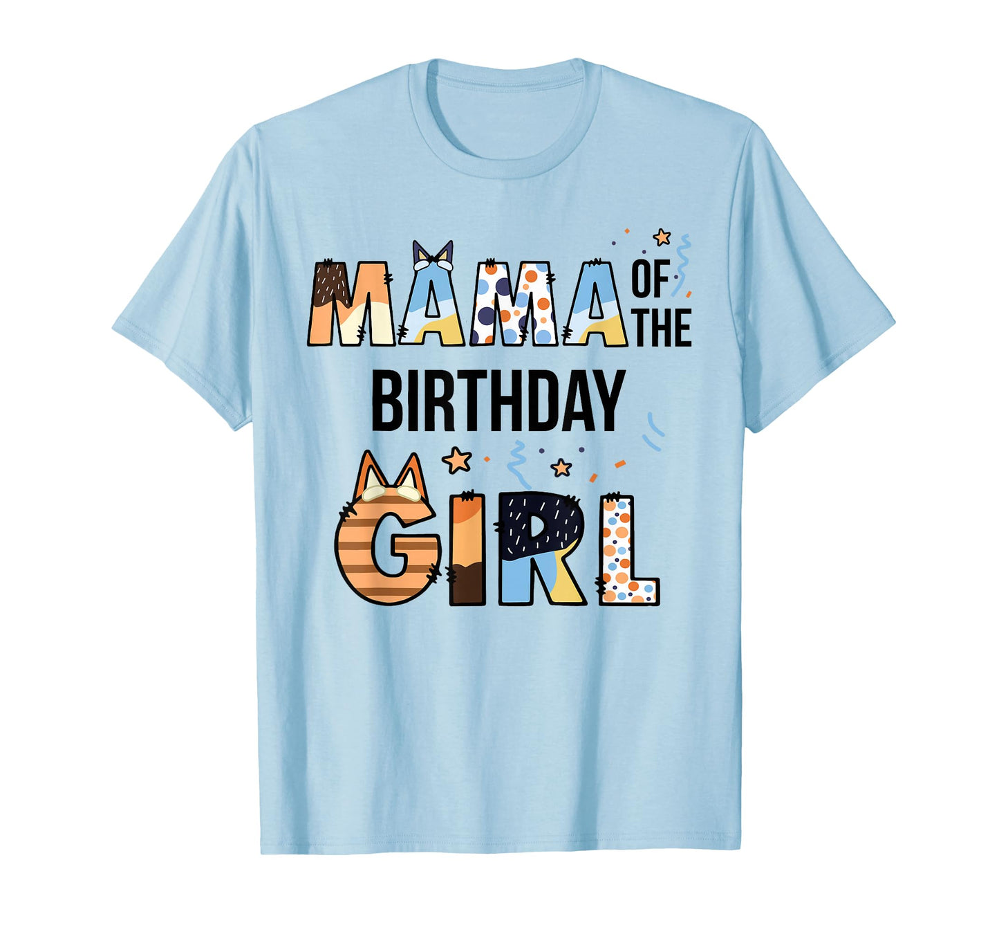 Mama Of The Birthday Girl Party Blue Dog Lover Matching T-Shirt