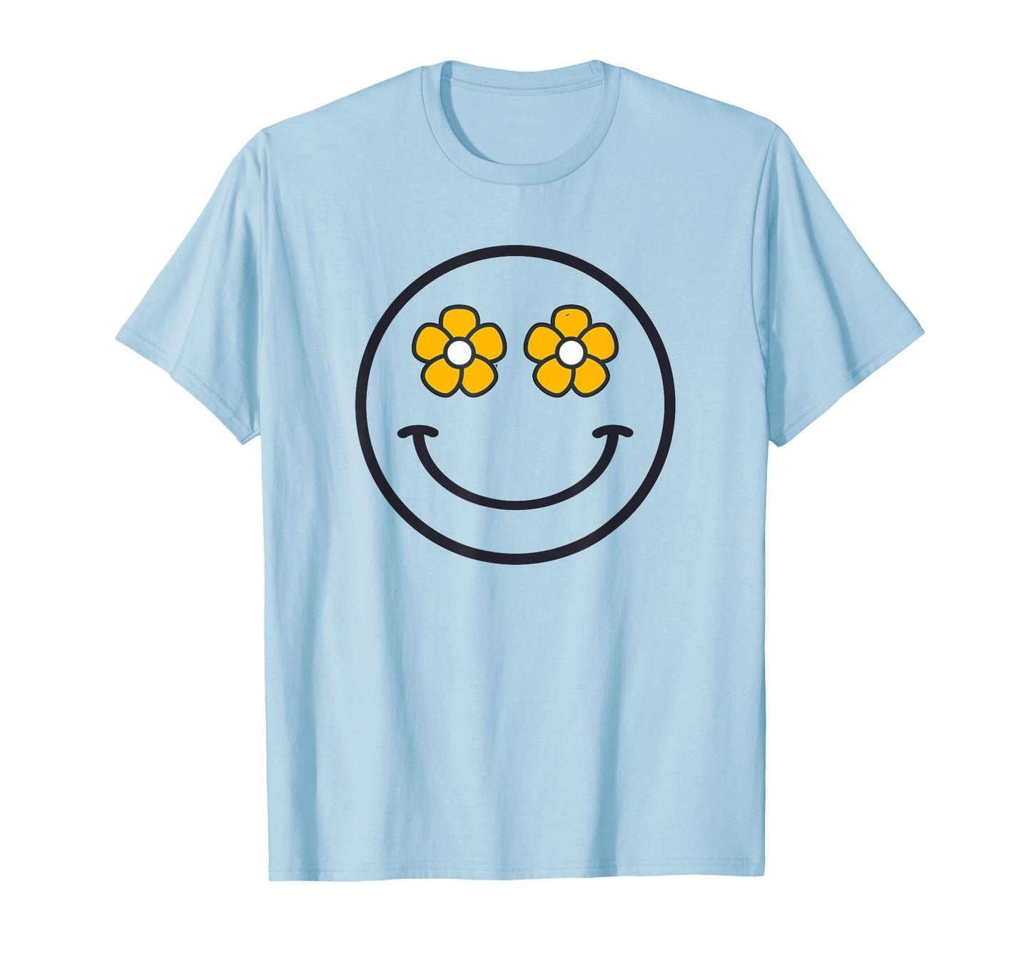 Funny Smiling Flowers Women Girls Cool Happy Face Smile T-Shirt