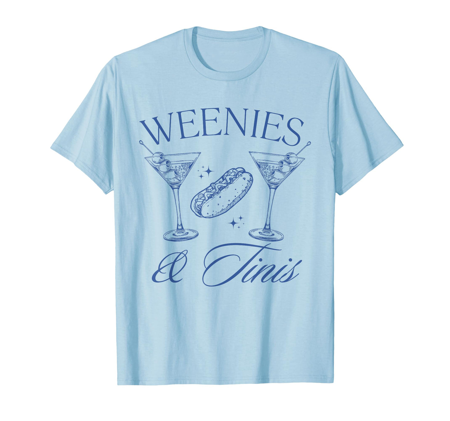 Weenies and Tinis Hot Dogs With Martini Cocktail Party T-Shirt