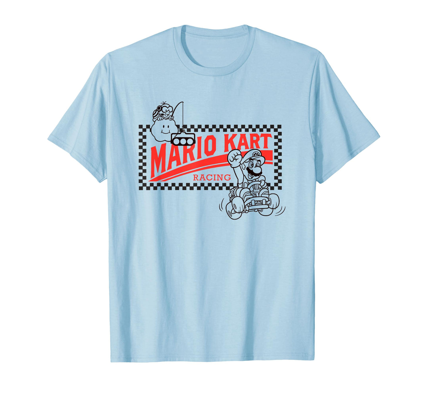 Mario Kart Racing Vintage Checkerboard Frame Logo T-Shirt