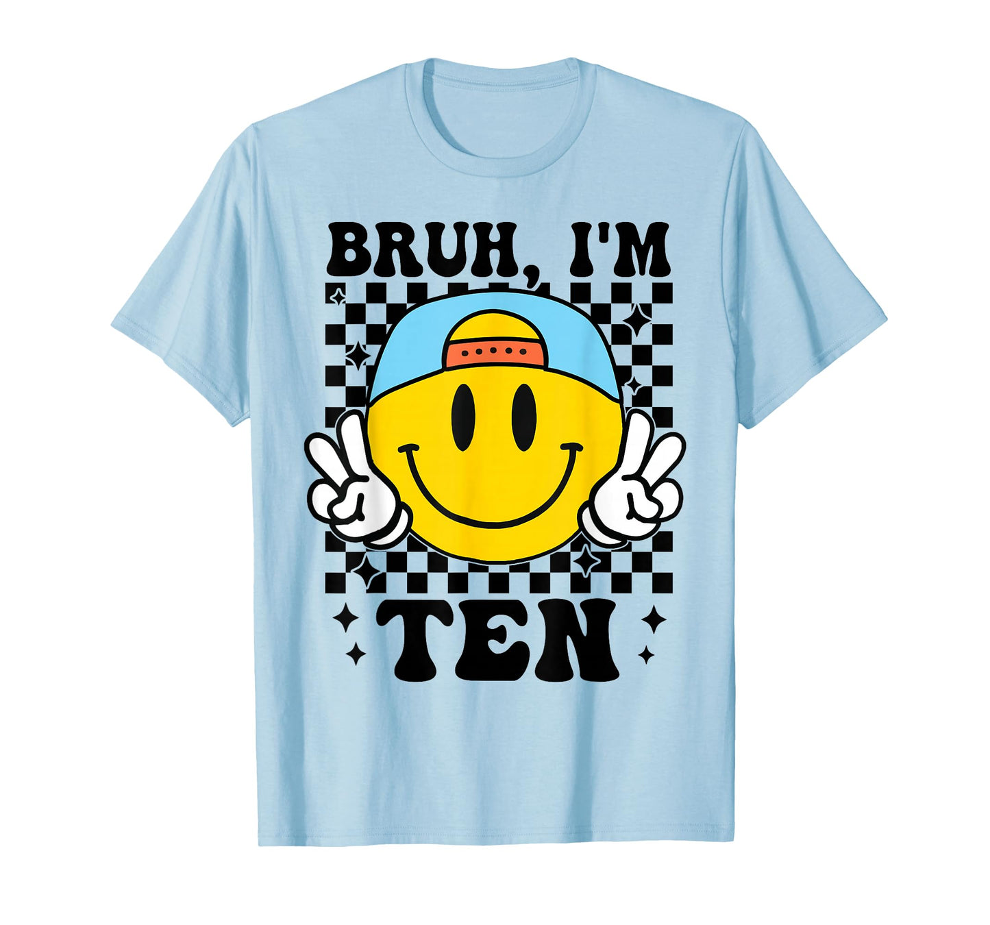 Bruh I'm Ten 10 10th Birthday Groovy Boys Girls 10 Years Old T-Shirt
