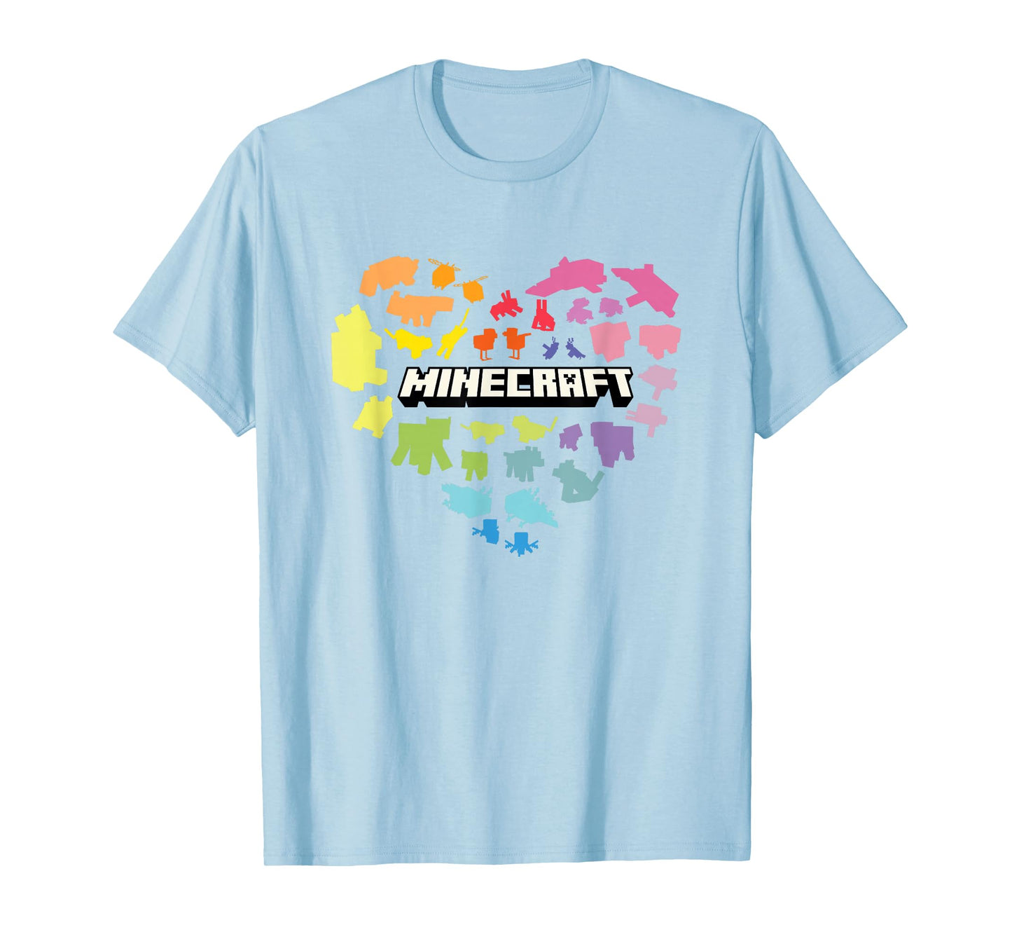 Minecraft Valentine's Day Heart Shaped Rainbow Icons T-Shirt