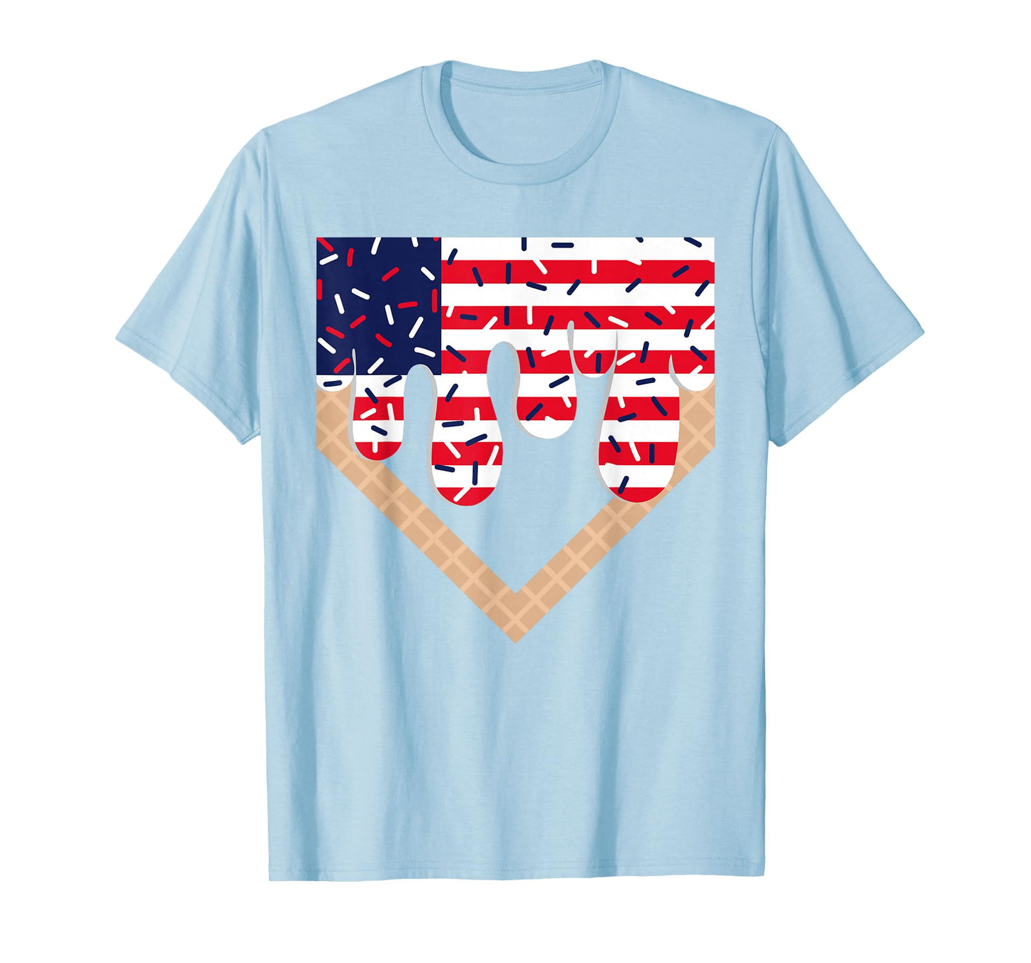 Baseball Drip Boy Ice Cream Patriotic American Flag 4th July T-Shirt