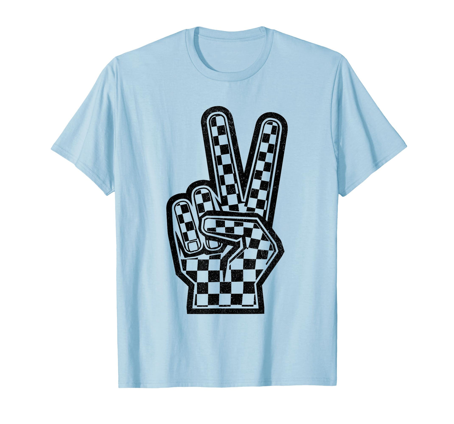 Checkered Peace Sign Shirt Vintage Racing Flag Kids Boy Girl T-Shirt