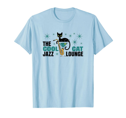 Cool Jazz Cat Lounge Sax Martini Graphic T-Shirt