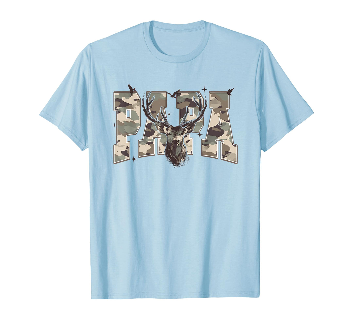 Old School Camo Papa Hunting, Camouflage Deer Father's Day T-Shirt