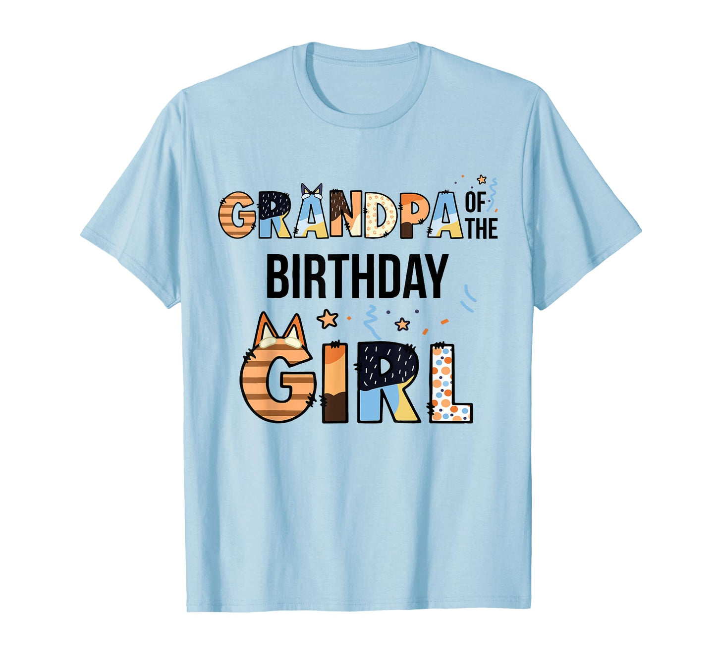Grandpa Of The Birthday Girl Party Blue Dog Lover Matching T-Shirt