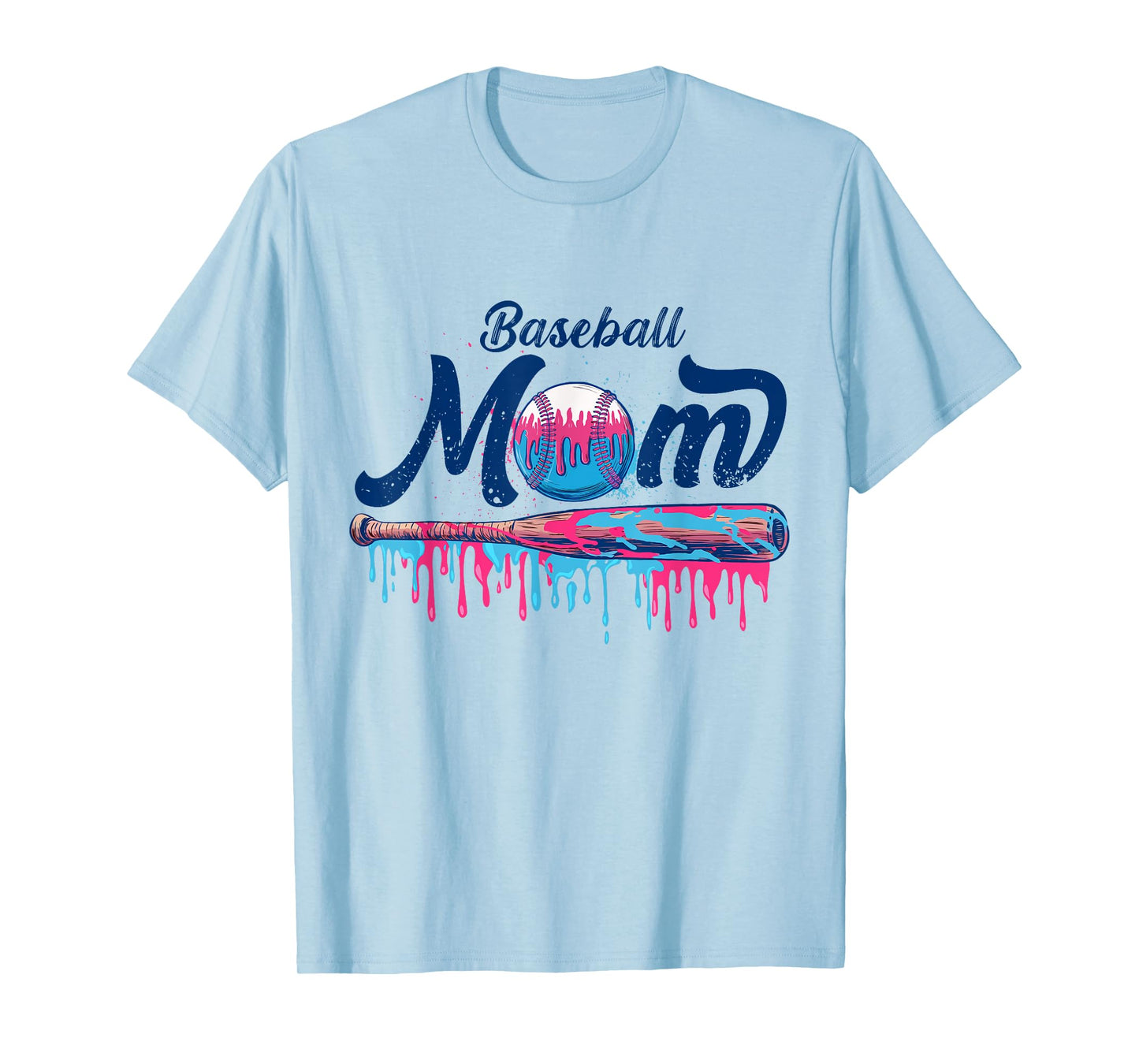 Baseball Drip Ice Cream Dripping Baseball Mom Mothers Day T-Shirt